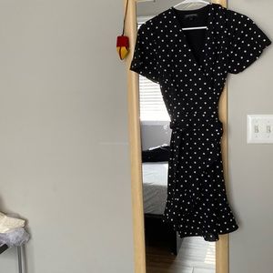 Chic polka dot wrap dress